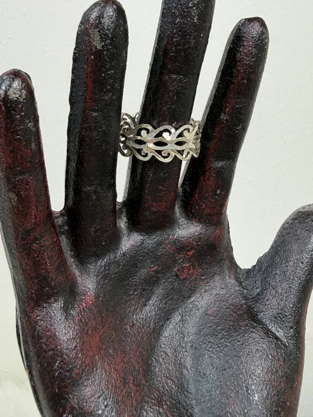 Sterling Silver Diamond Cut Open Work Ring Size 11.25